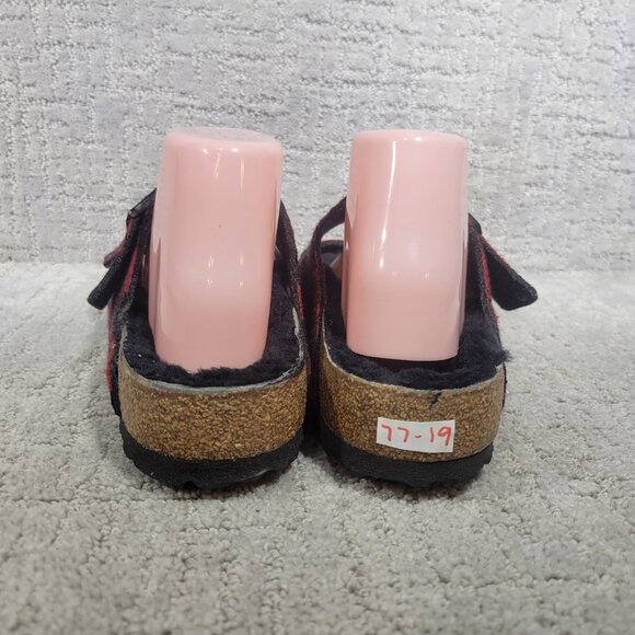 Birkenstock Arizona Shearling Mens Size EU 43 US 10 Rivet Plaid Red Slide Sandal - Picture 5 of 12
